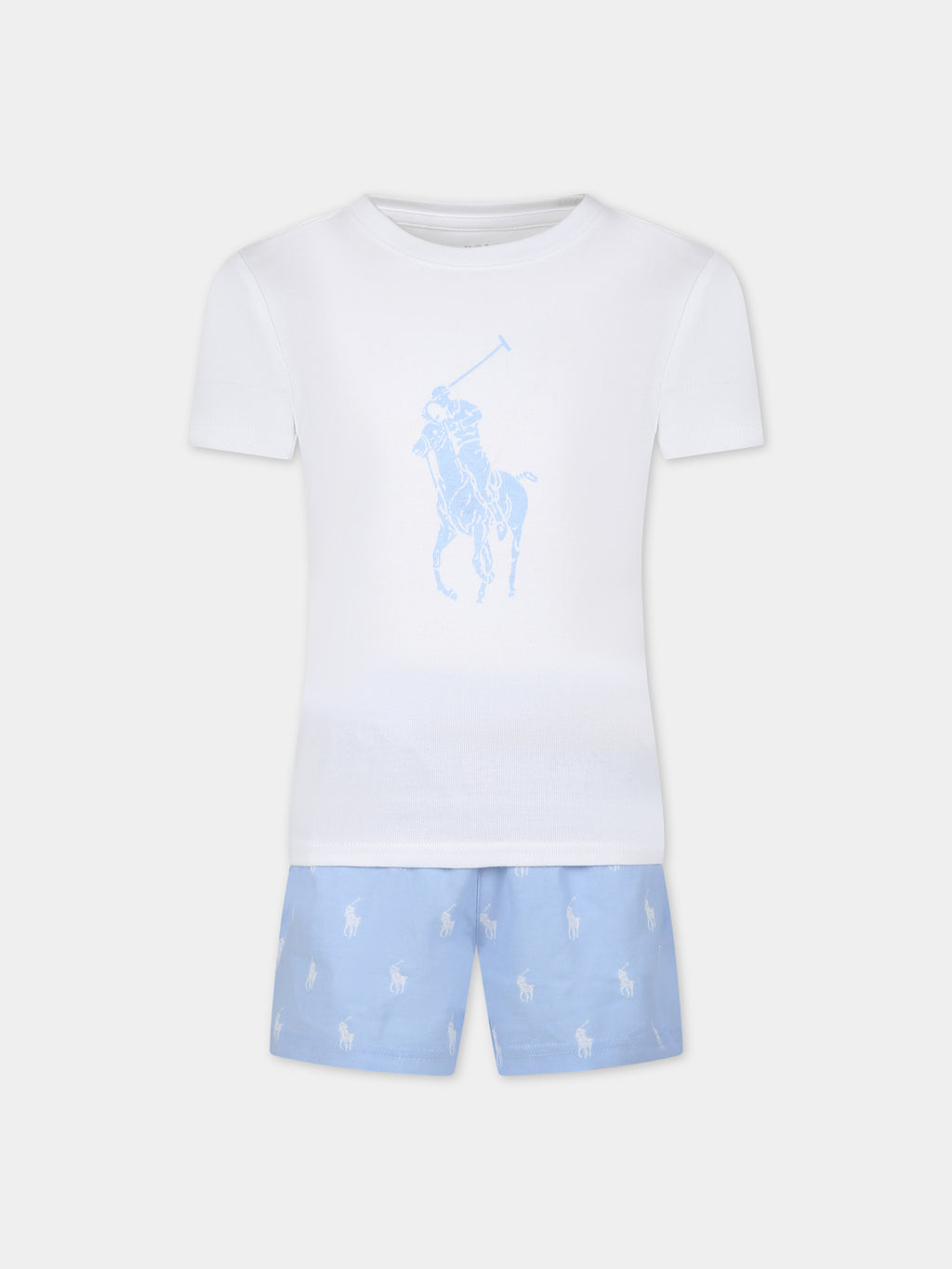 Light blue cotton pajamas for boy with pony
